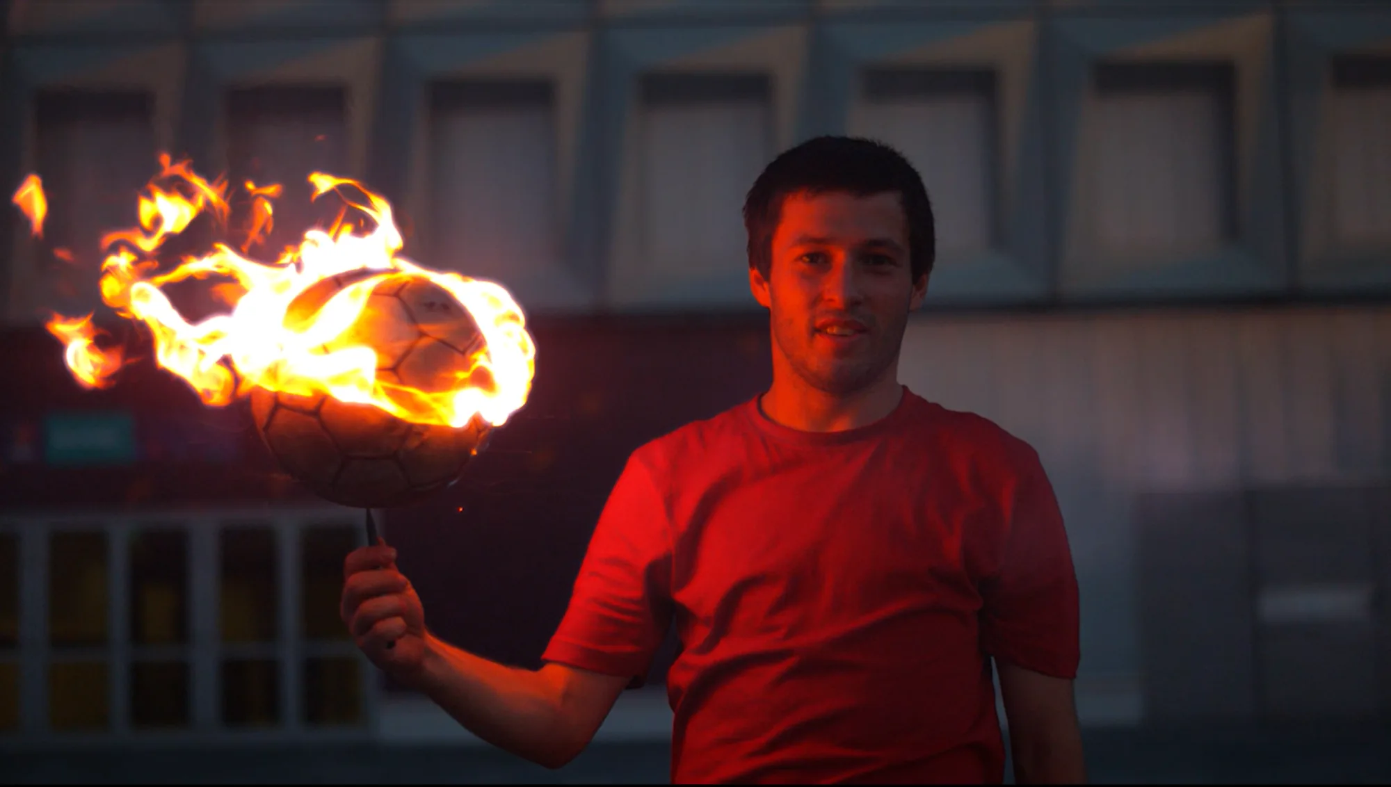 A fire performance at night